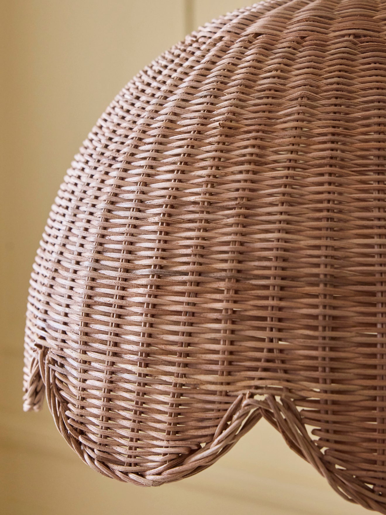 Hanging wicker flower lamp