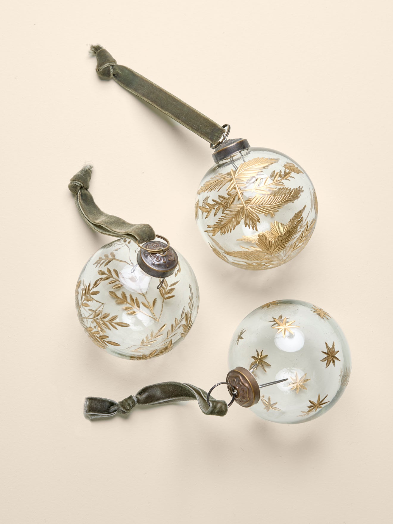 Boule de Noël en verre peinte à la main par lot de 3