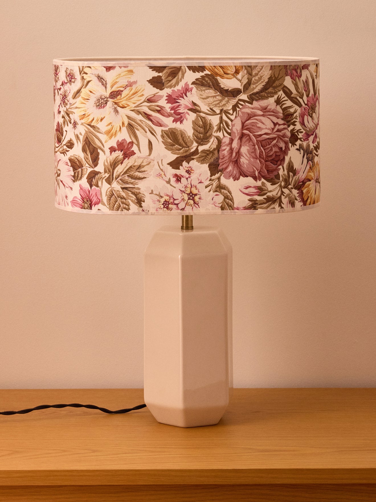 Abat-jour ovale imprimé fleuri - Grand modèle Victoire