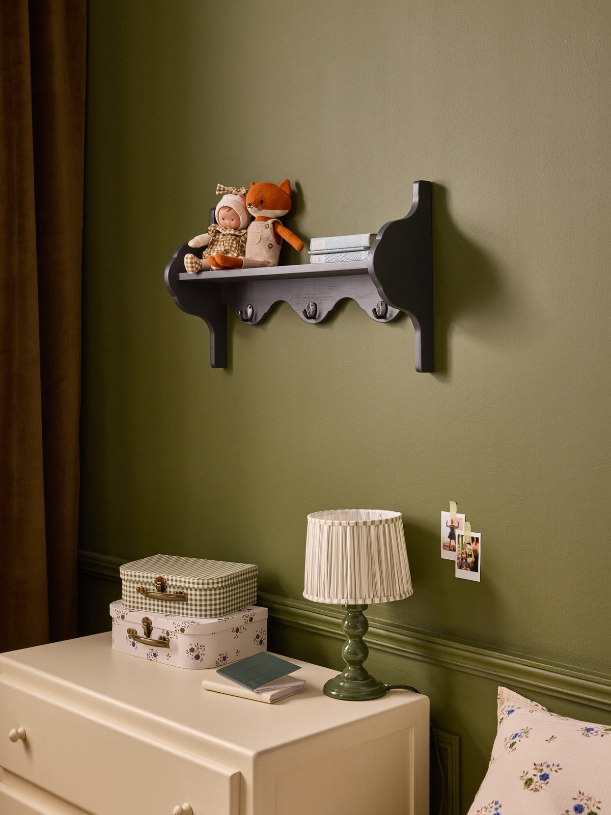 Amber mahogany wall shelf
