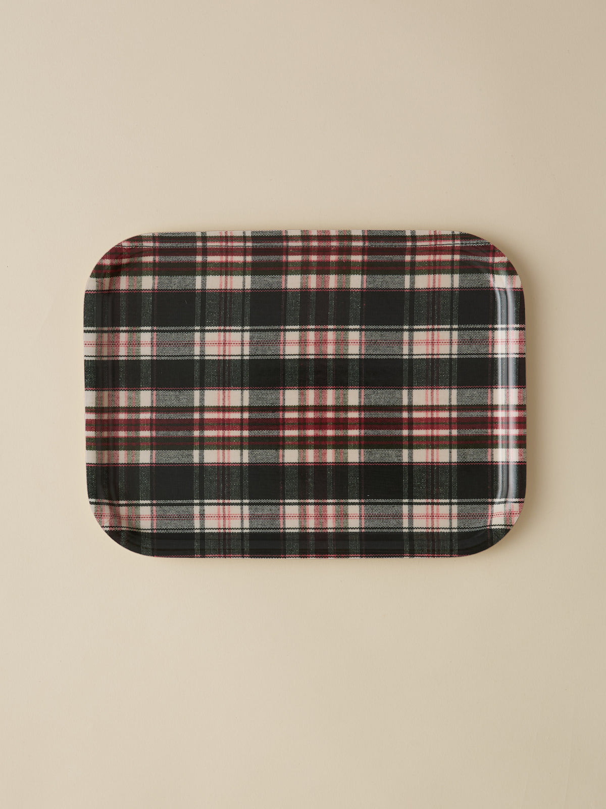 Wooden tray with tartan motif