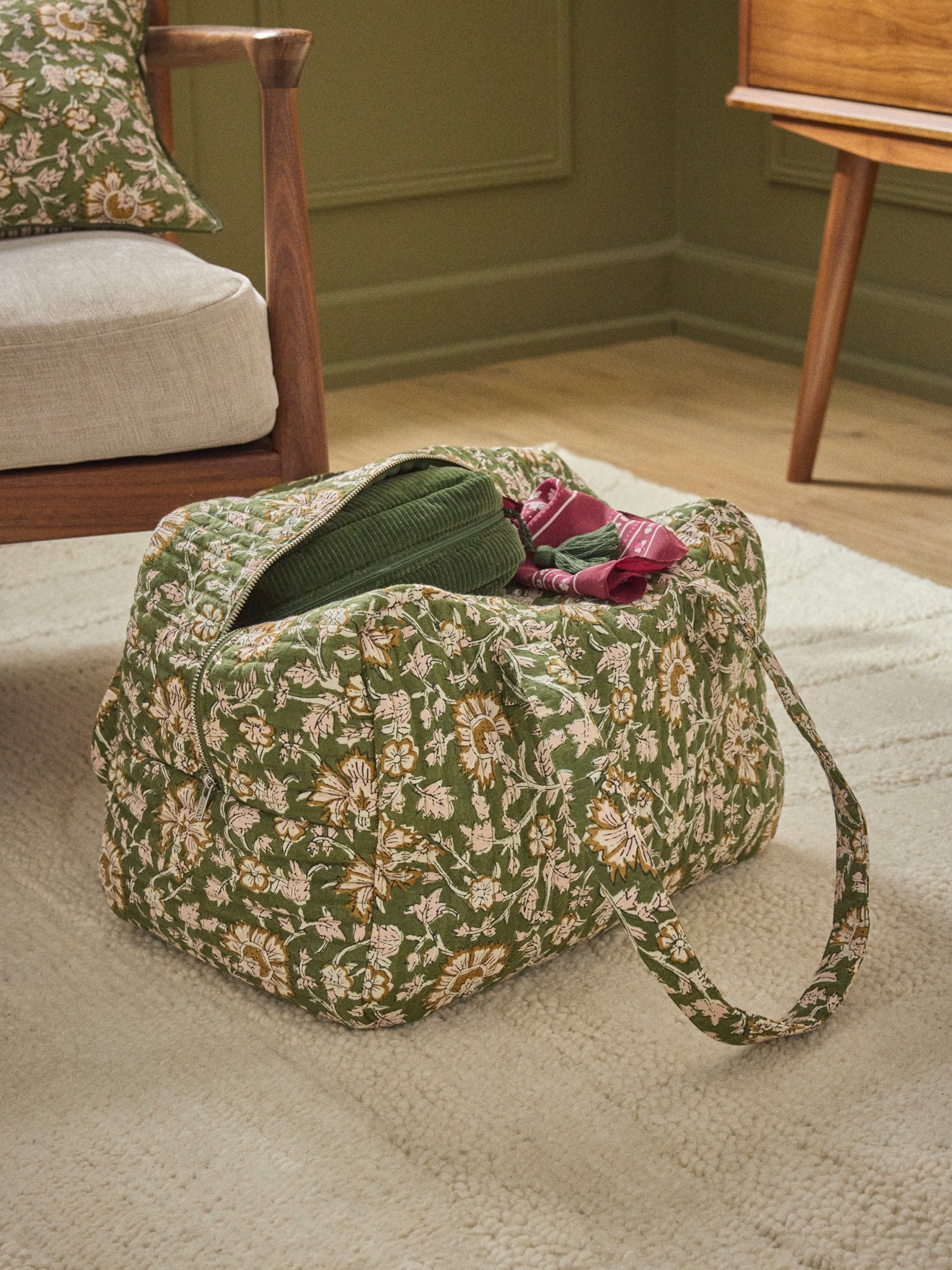 Sac week-end matelassé en tissu indien