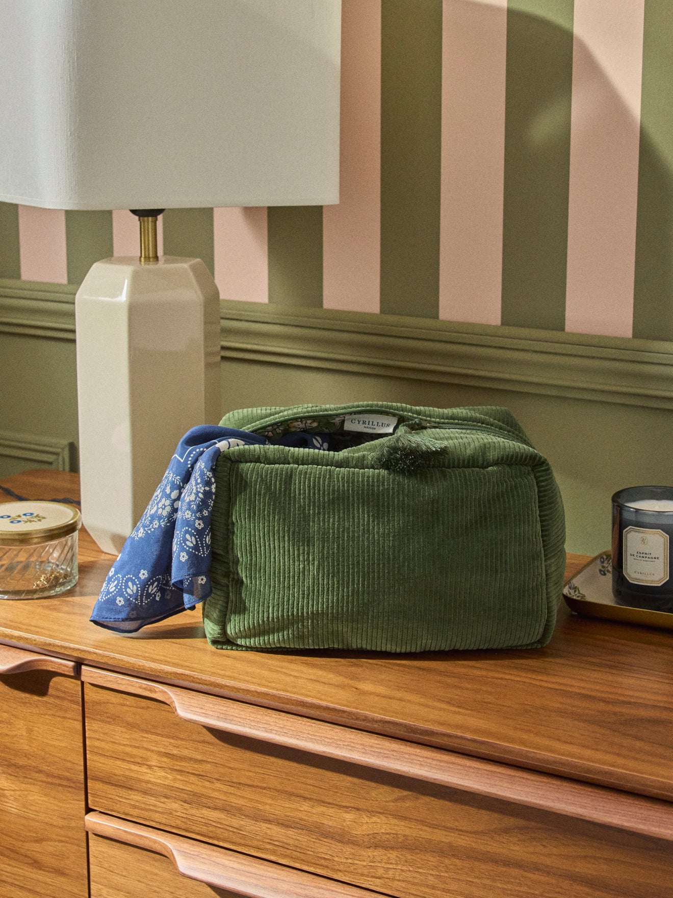 Corduroy toiletries pouch