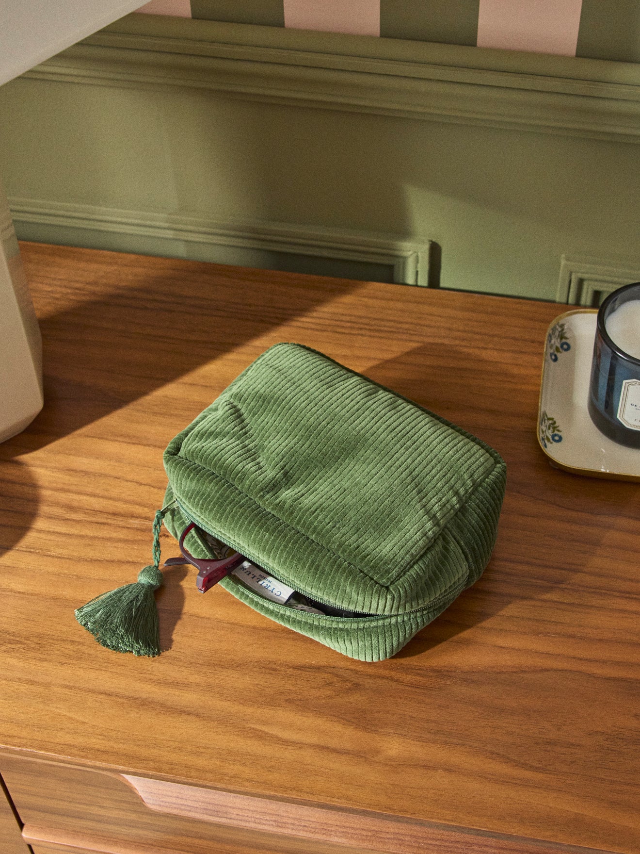Corduroy toiletries pouch