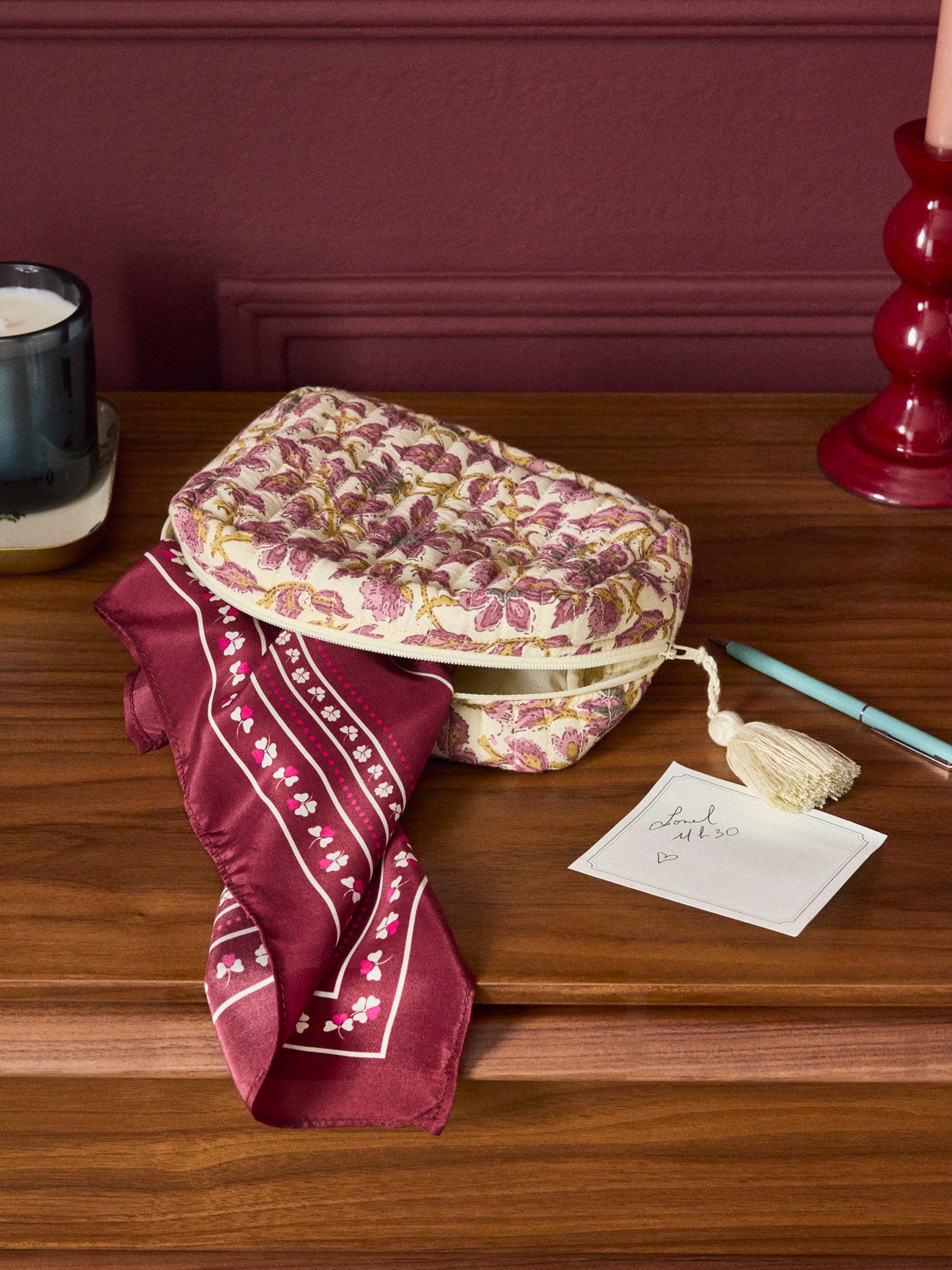 Trousse de toilette matelassée en tissu indien