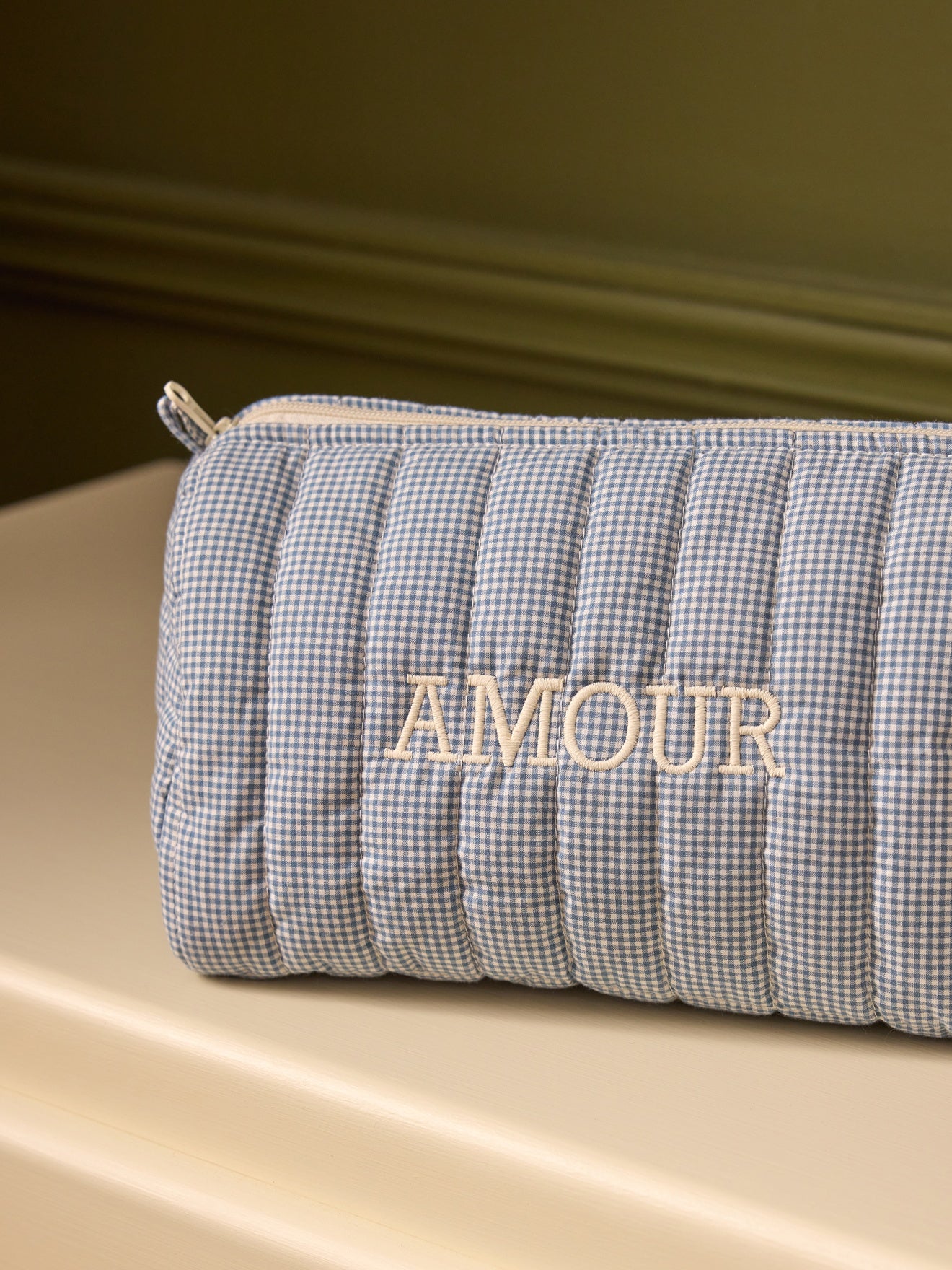Trousse de toilette en coton vichy