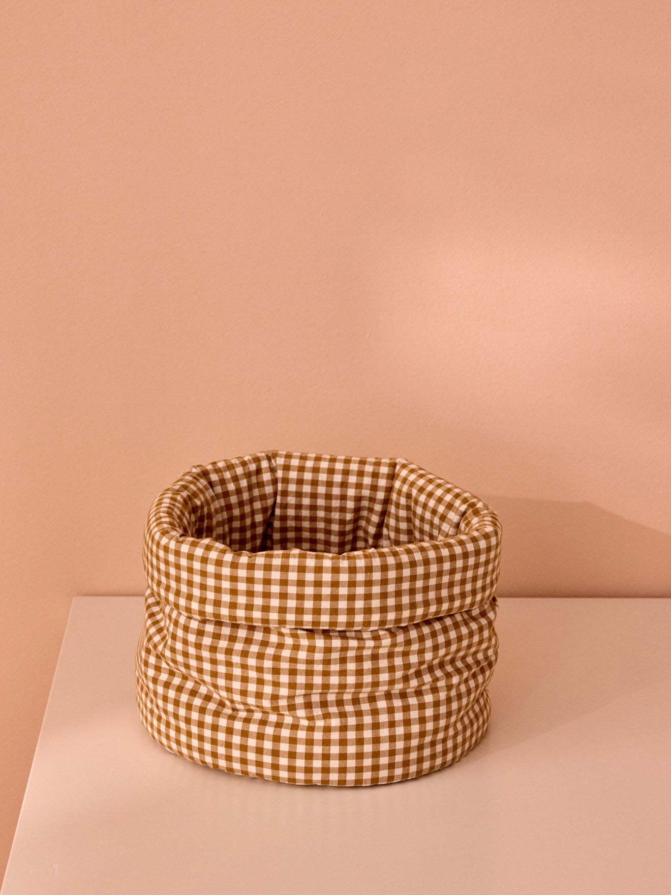 Quilted gingham-check pouch