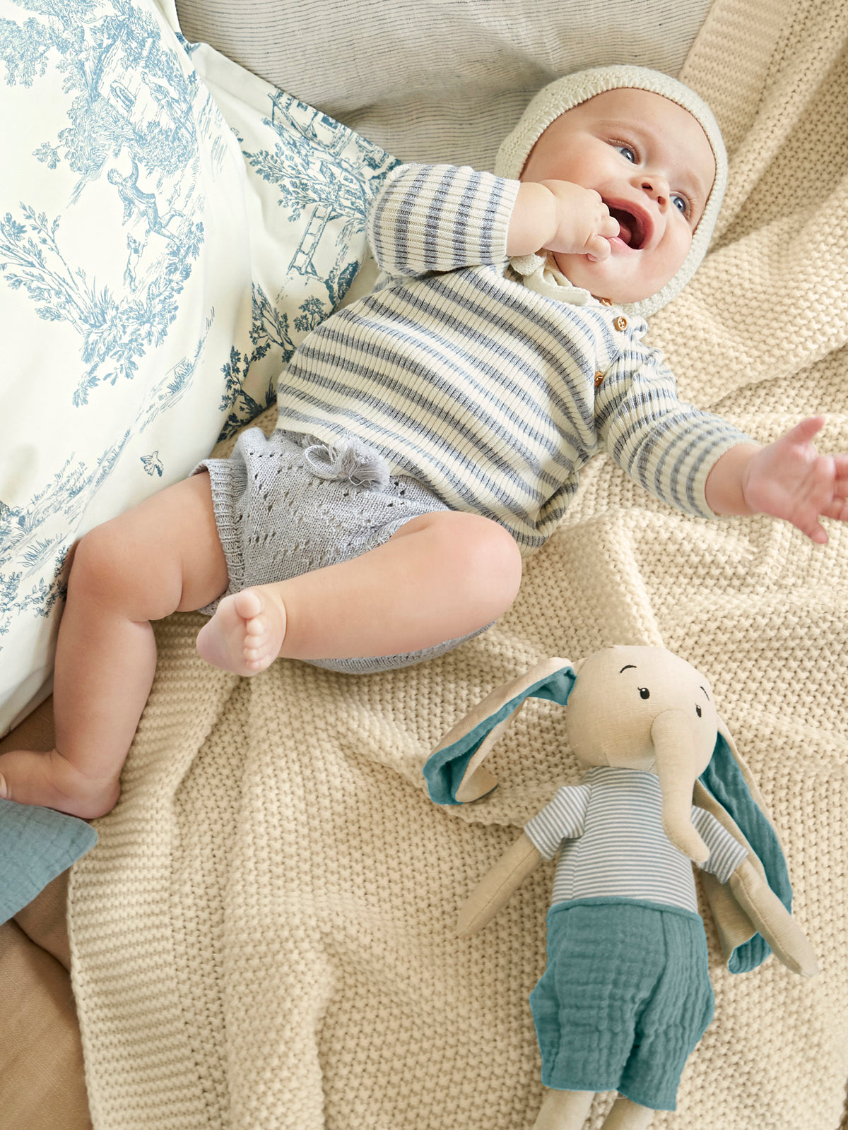 Doudou éléphant lin et coton