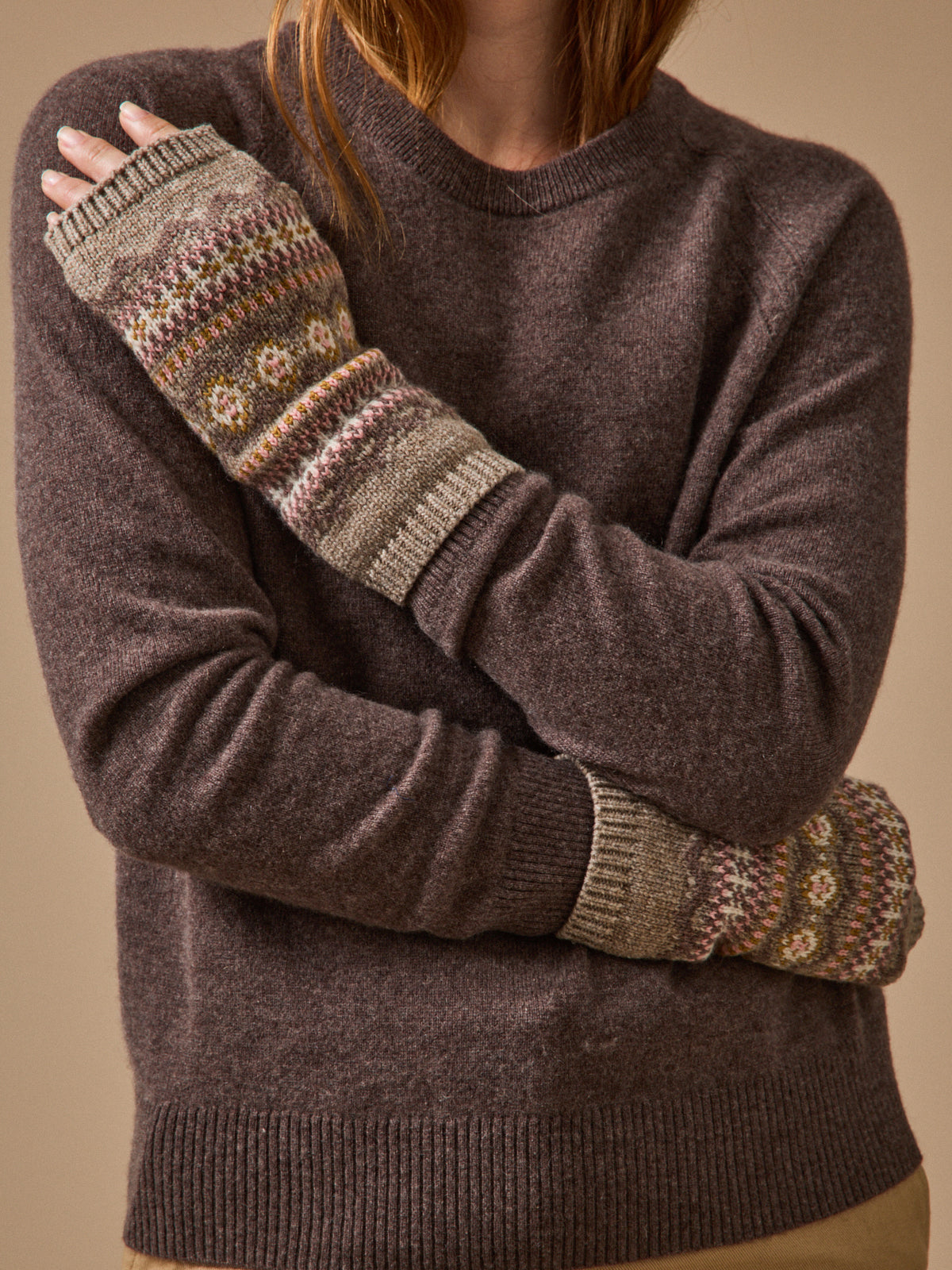 Women's jacquard fingerless gloves