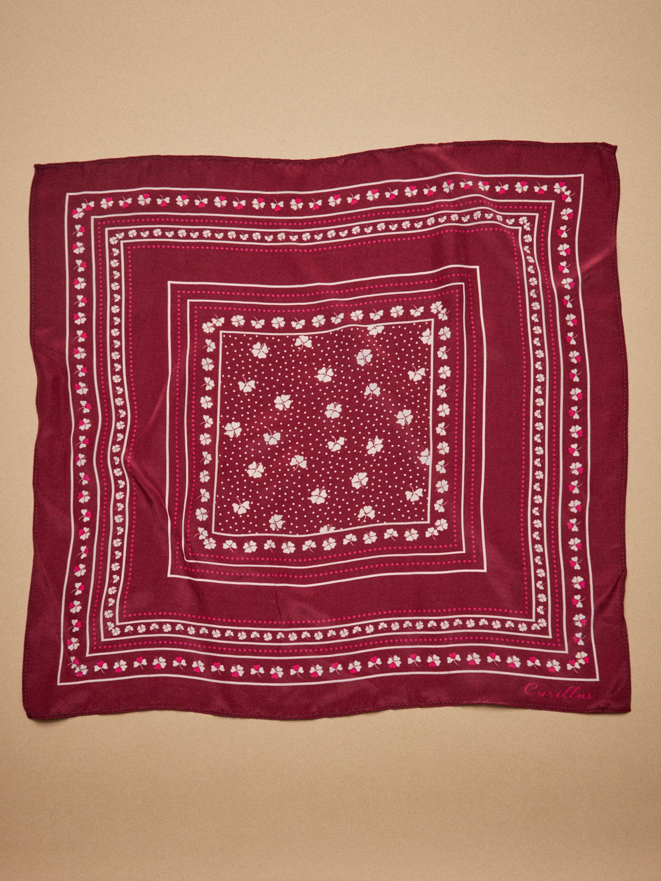 Women's floral square silk bandana