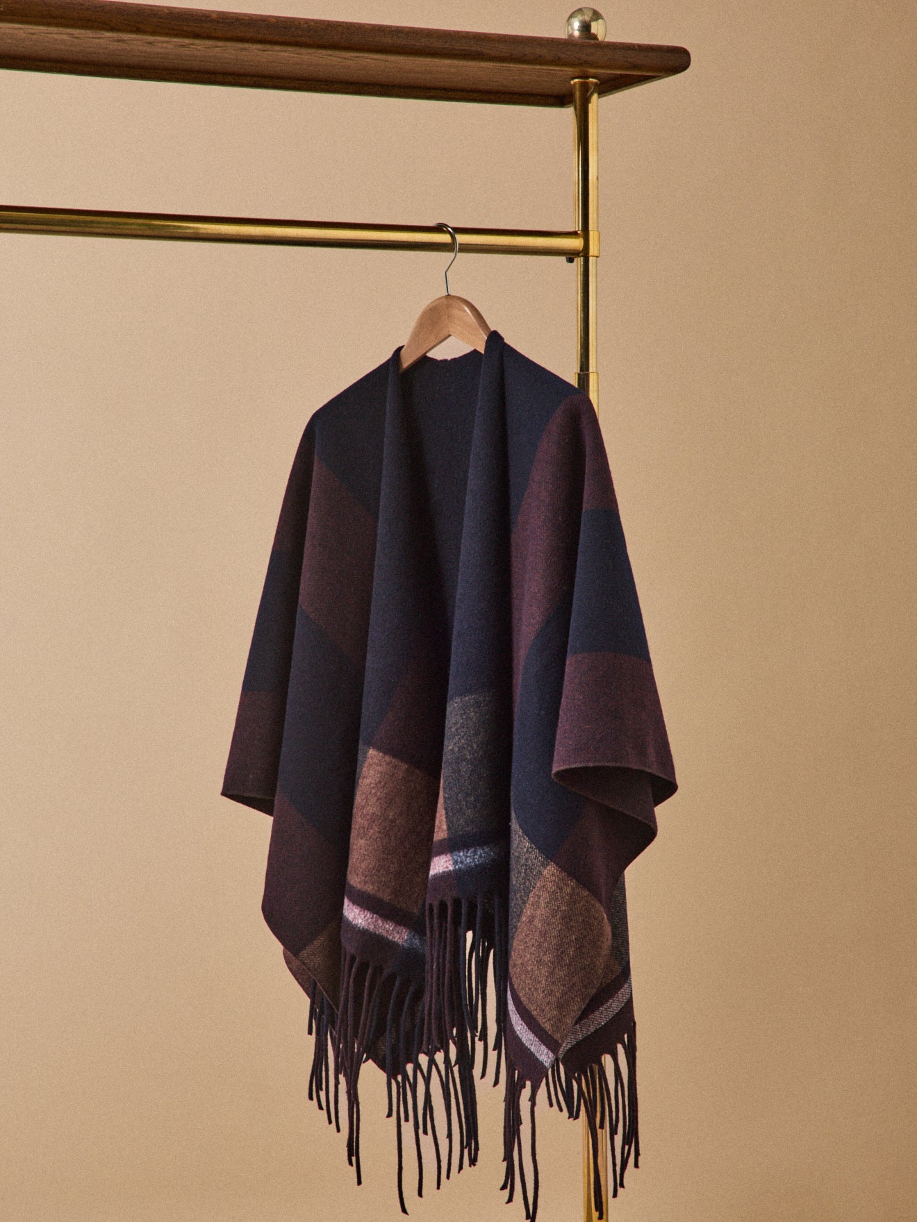 Women's fringed poncho cape