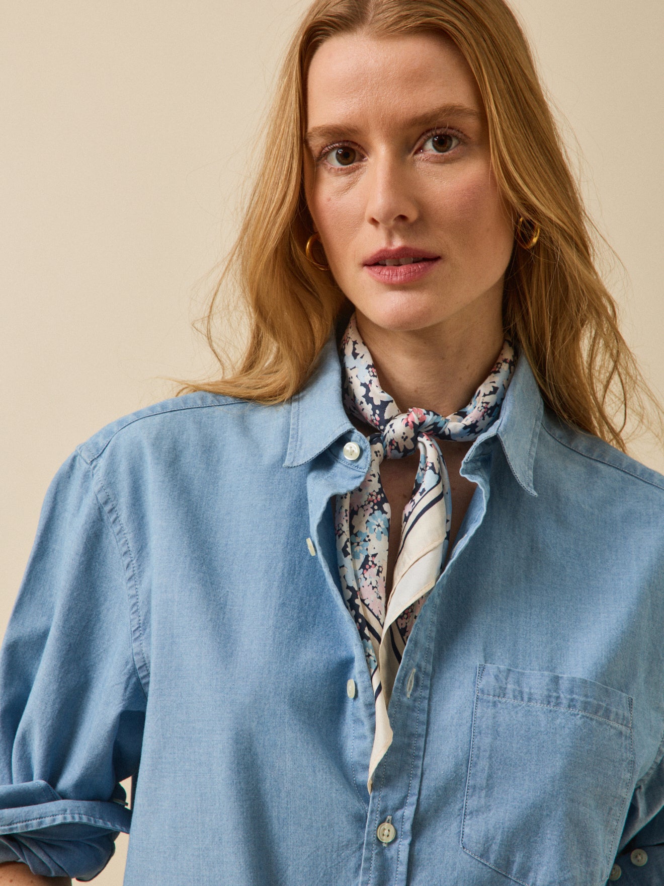 Women's Pop Flower print silk scarf