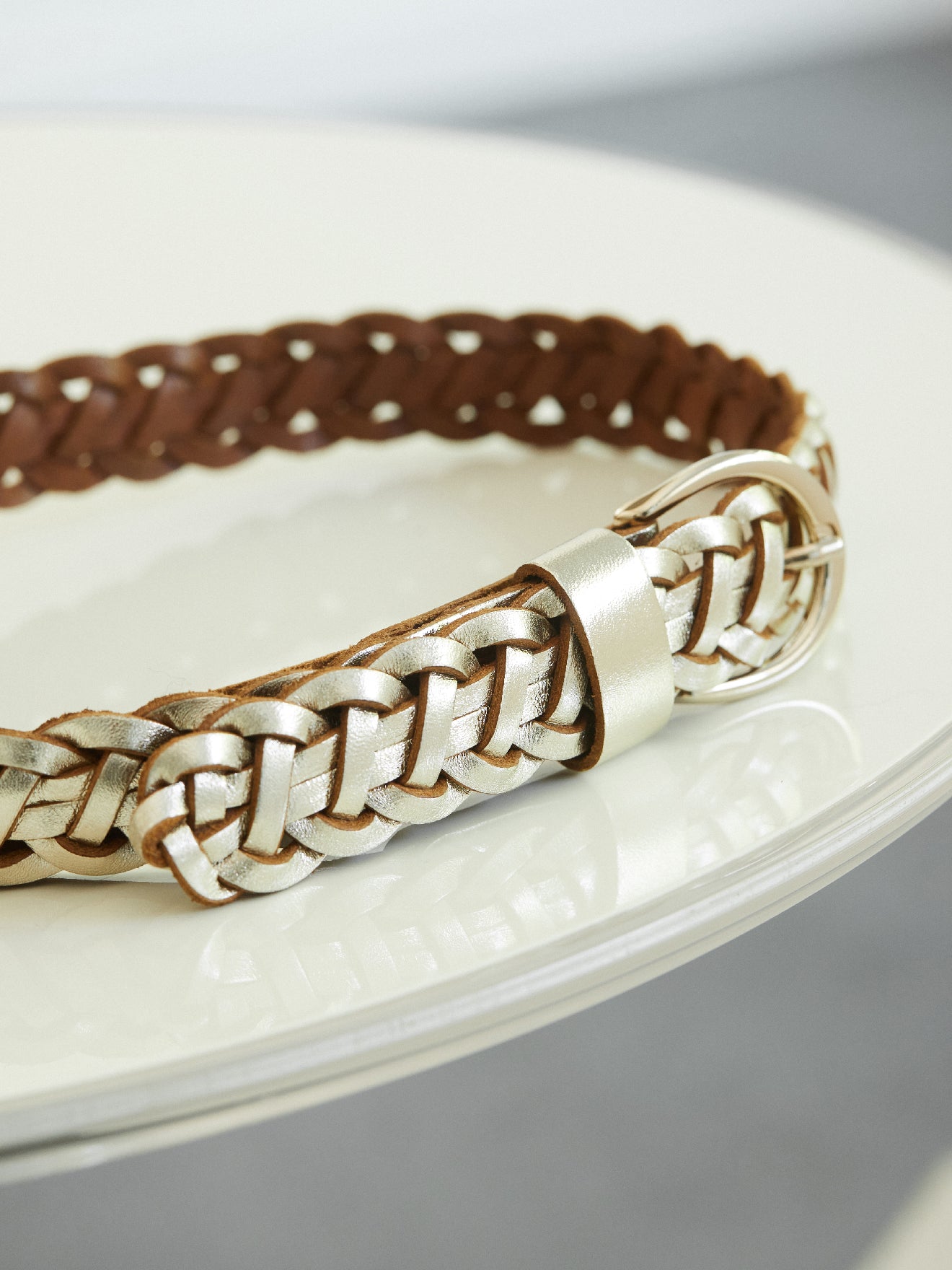 Women's braided leather belt