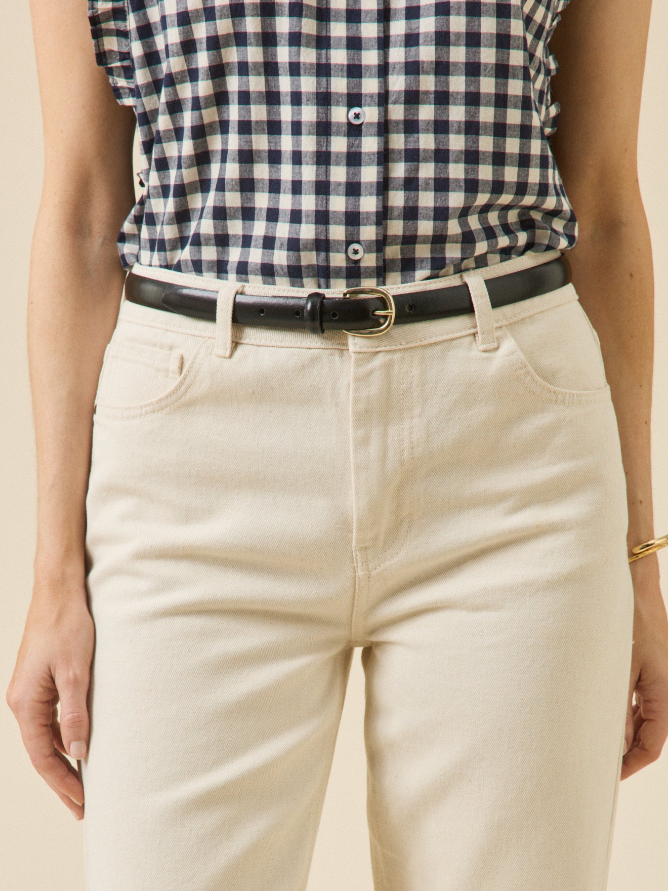 Women's narrow leather belt