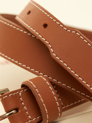 Women's topstitched leather belt