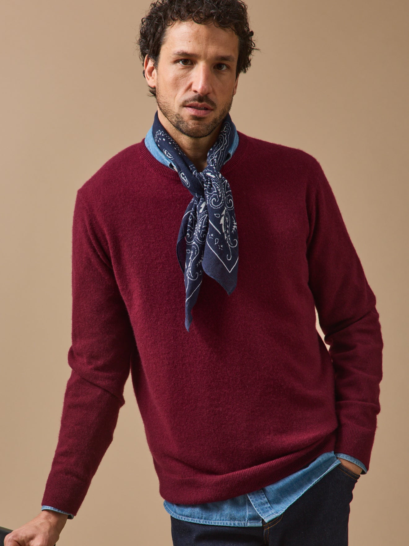 Bandana imprimé en laine unisexe