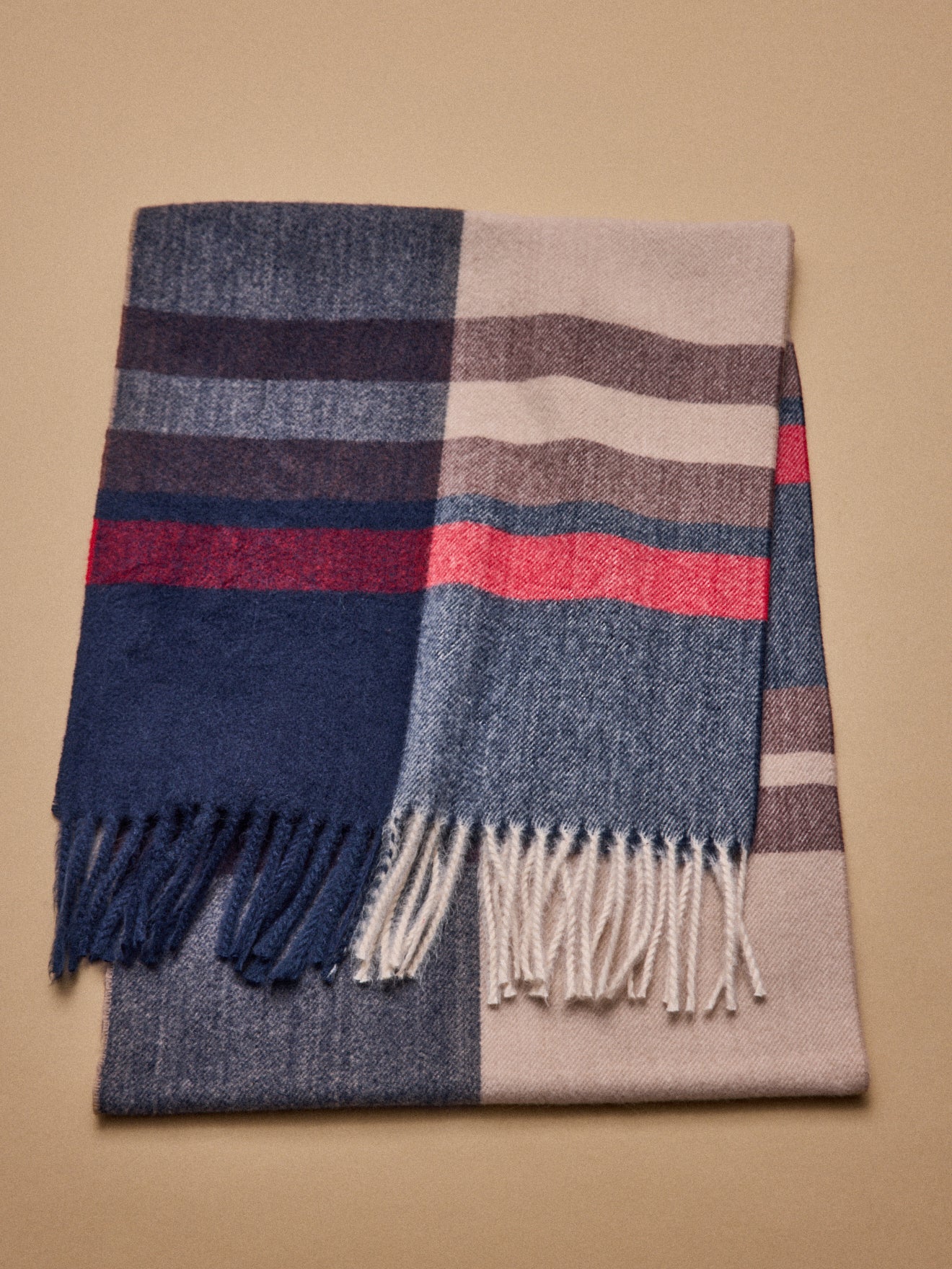 Men's check fringed scarf