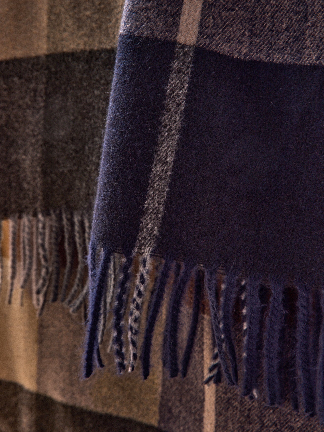 Écharpe frangée grands carreaux homme