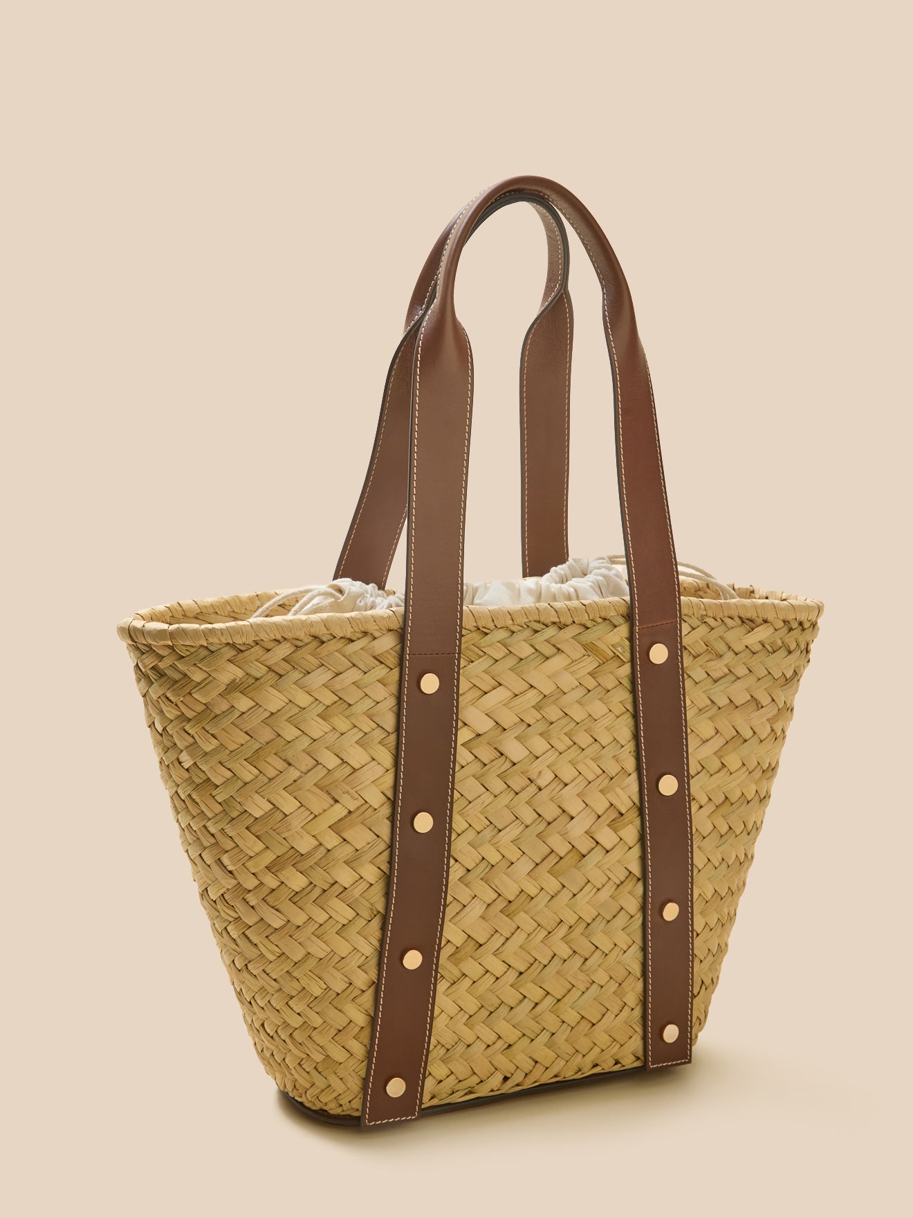 Straw and leather tote bag - Cyrillus Small Leather Goods Collection