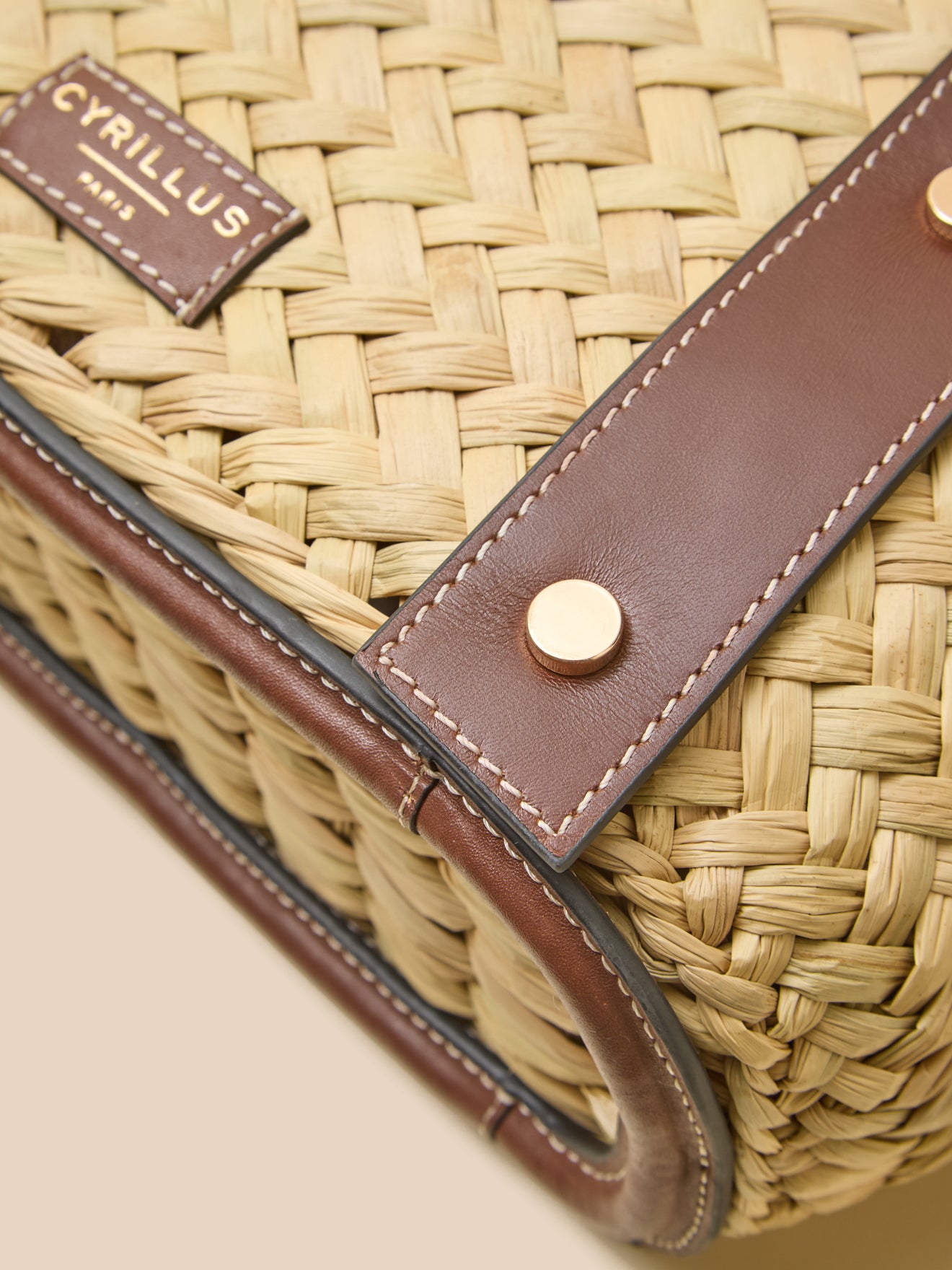 Straw and leather tote bag - Cyrillus Small Leather Goods Collection