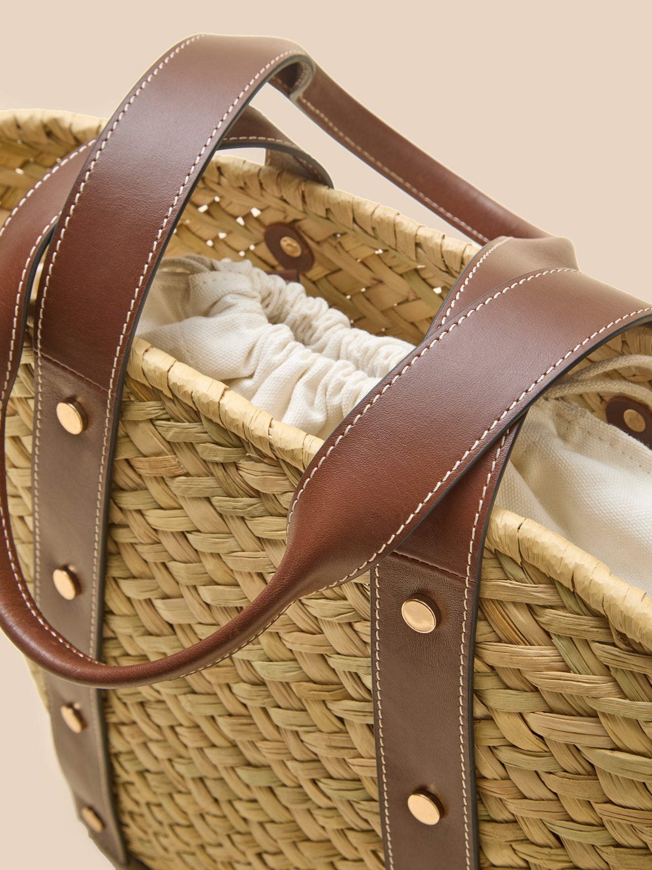 Straw and leather tote bag - Cyrillus Small Leather Goods Collection
