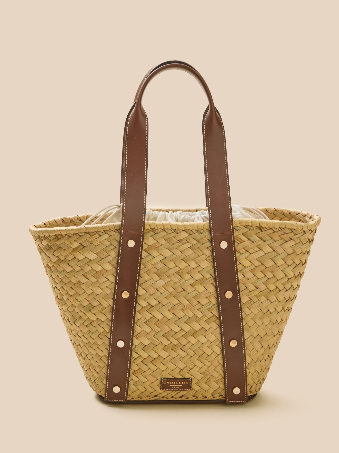 Straw and leather tote bag - Cyrillus Small Leather Goods Collection