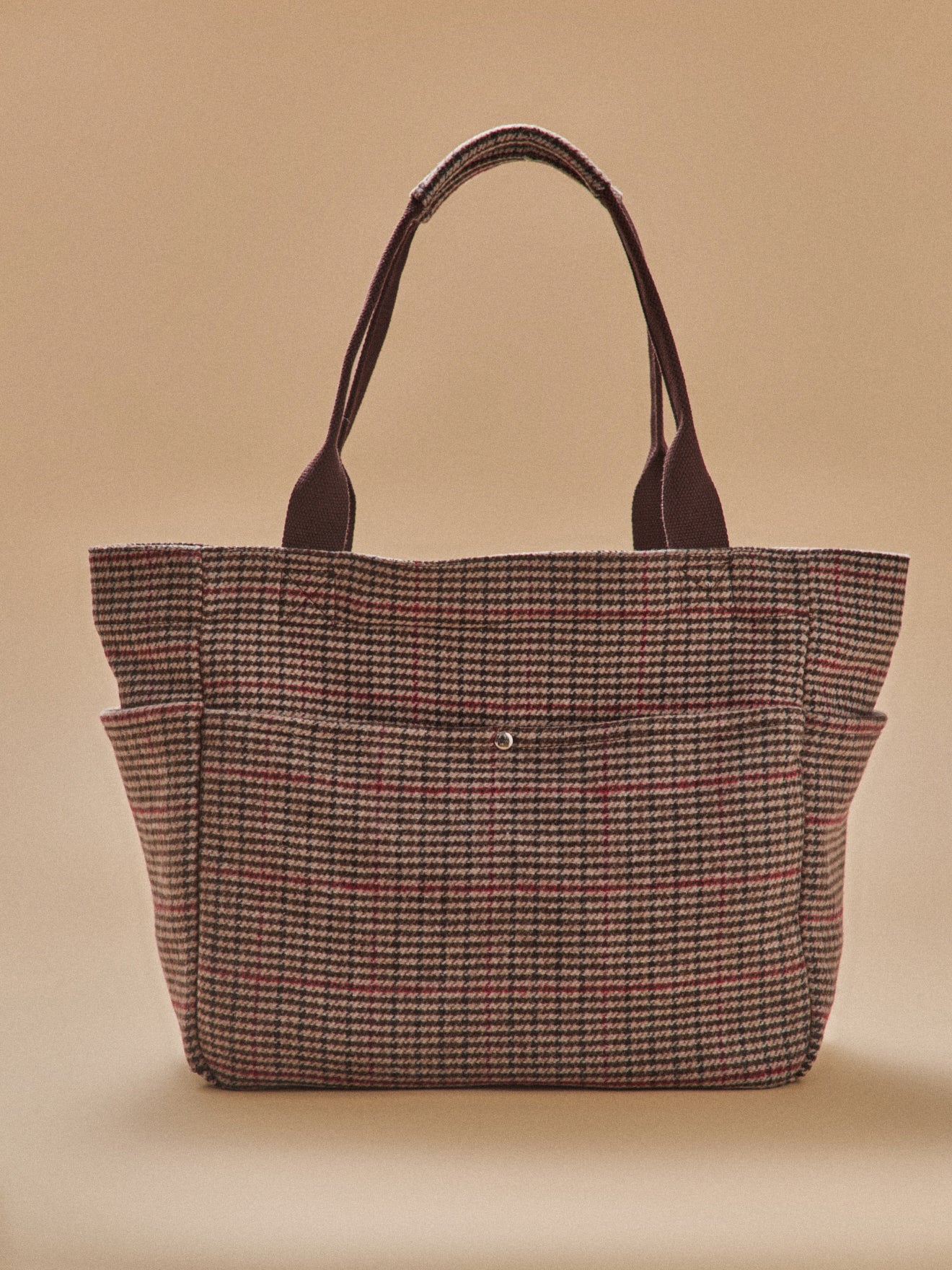 Women's houndstooth wool tote bag