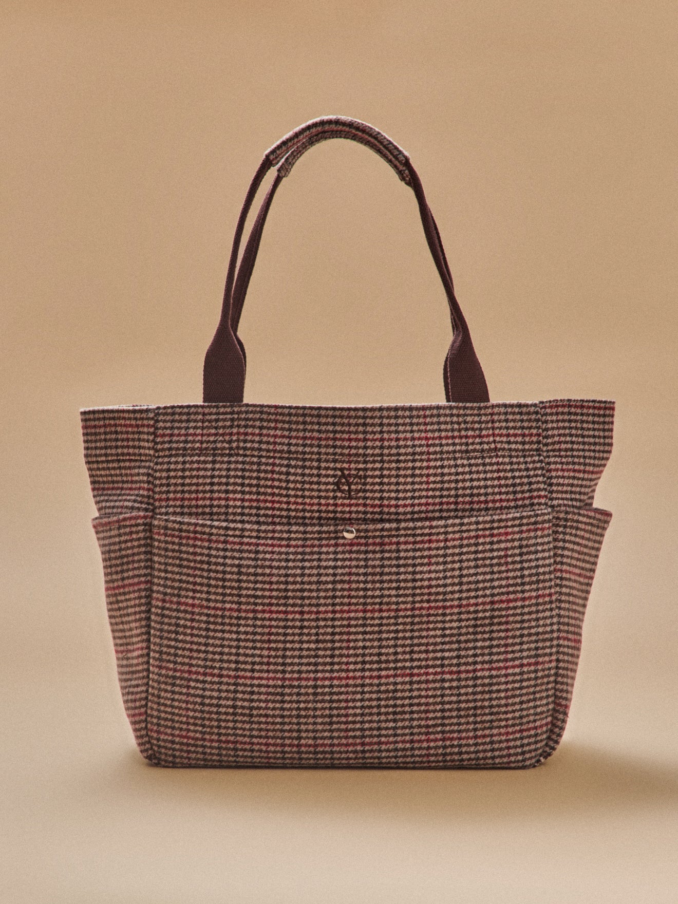 Women's houndstooth wool tote bag