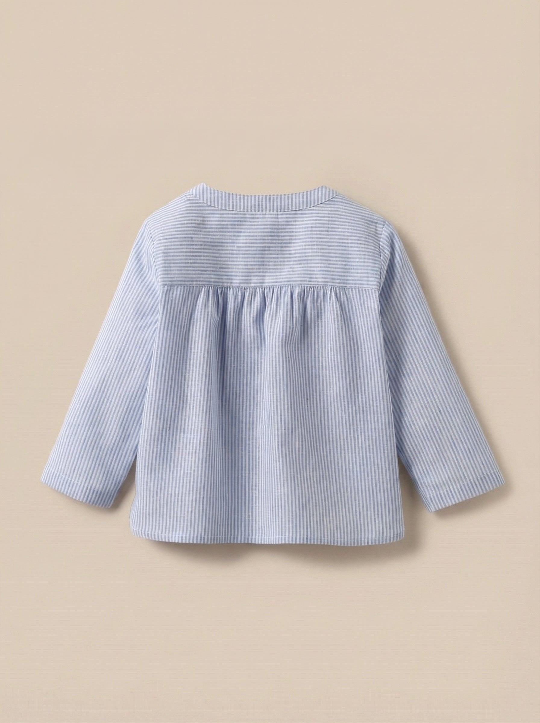 Baby linen and cotton striped shirt