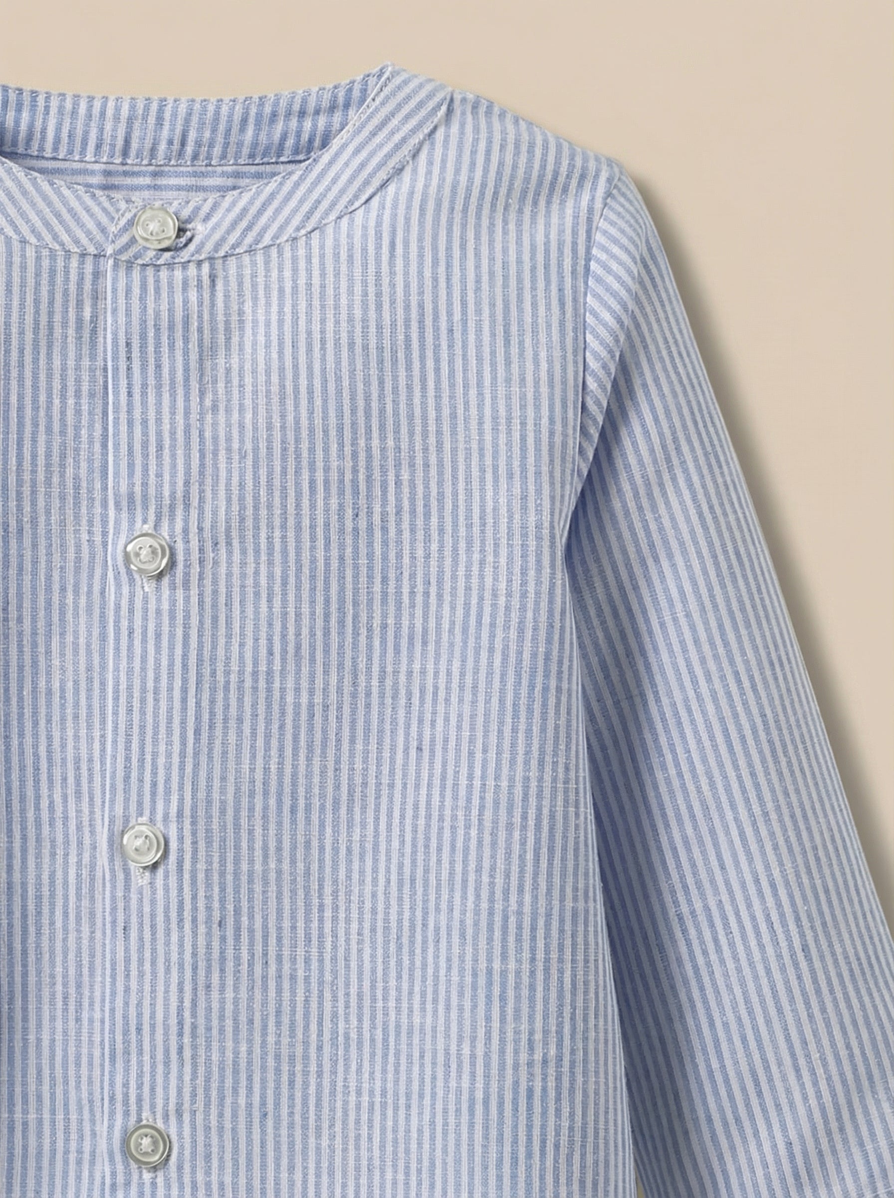 Baby linen and cotton striped shirt