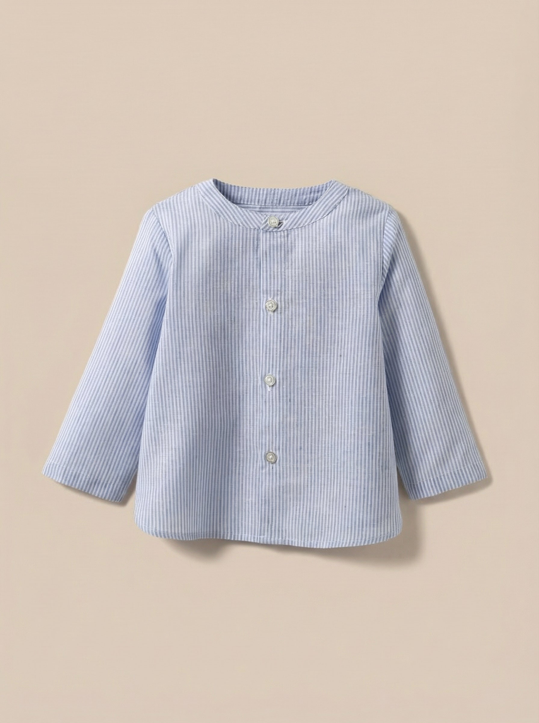 Baby linen and cotton striped shirt