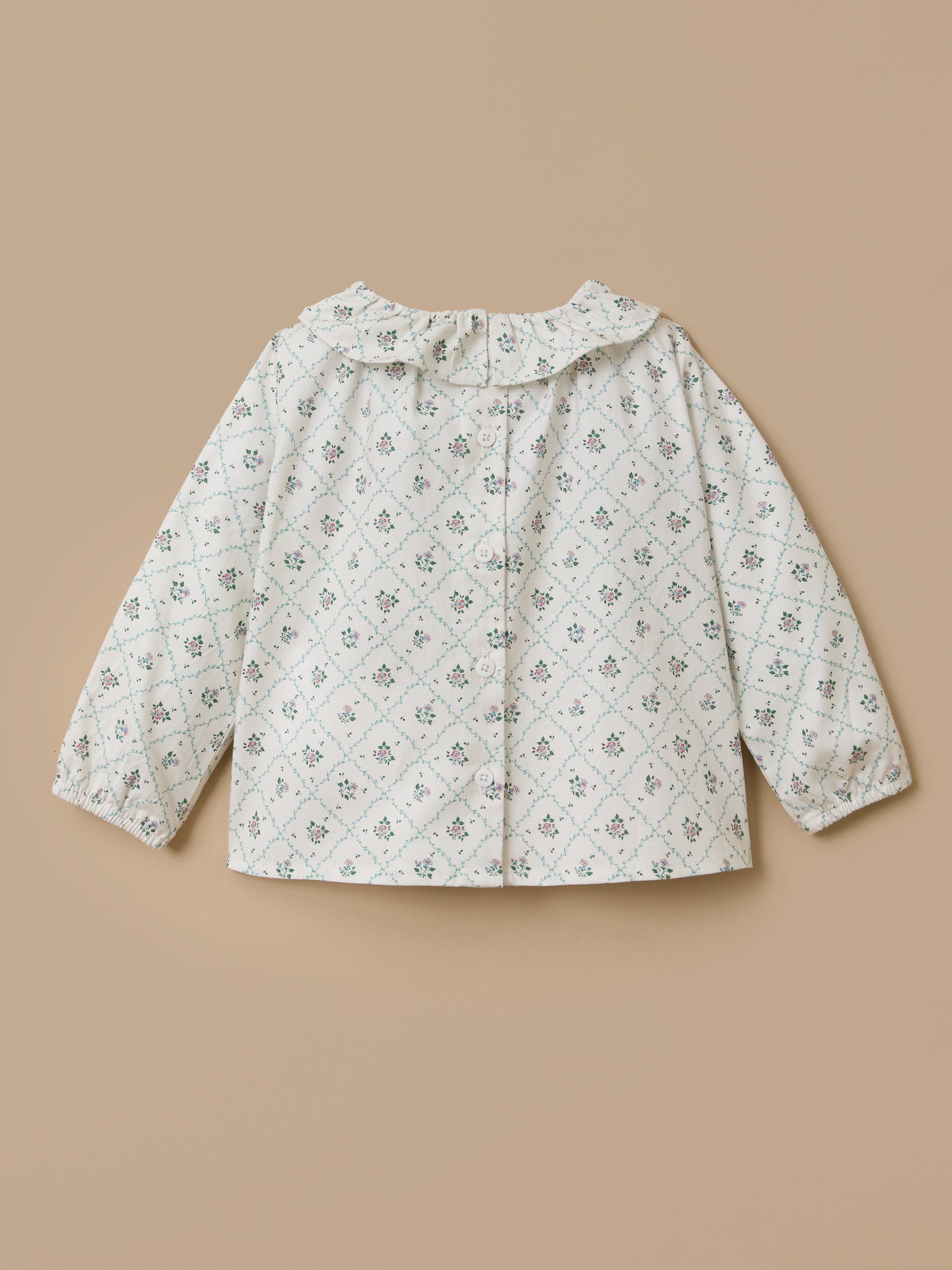Printed blouse with ruffled collar, baby