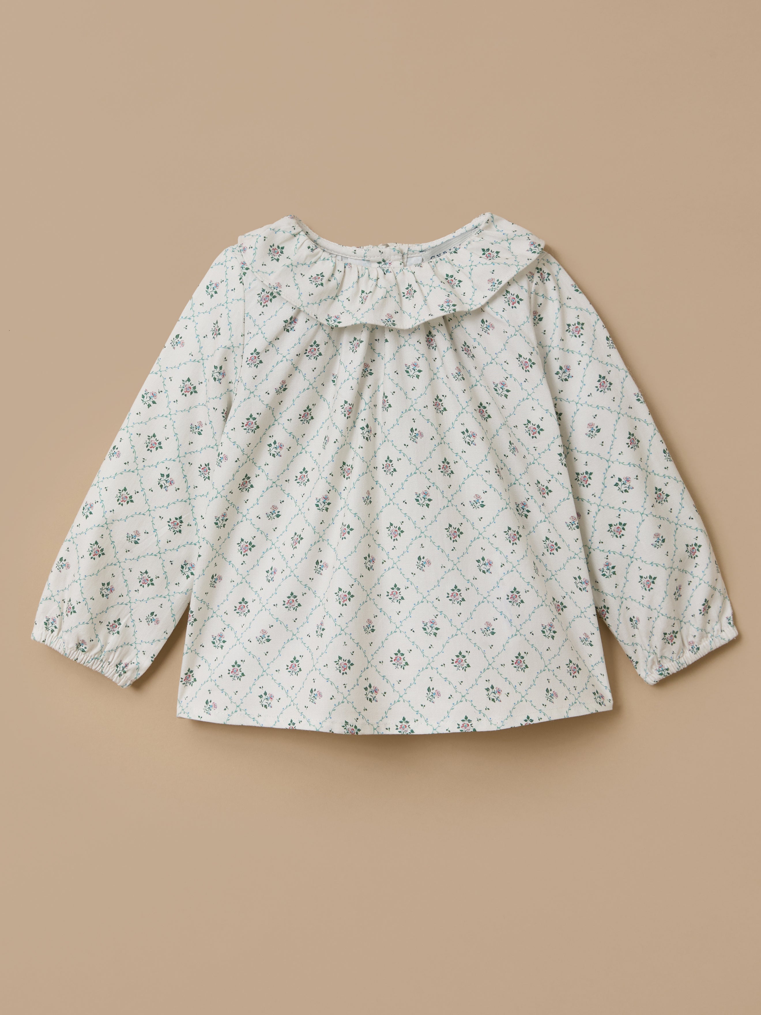 Printed blouse with ruffled collar, baby