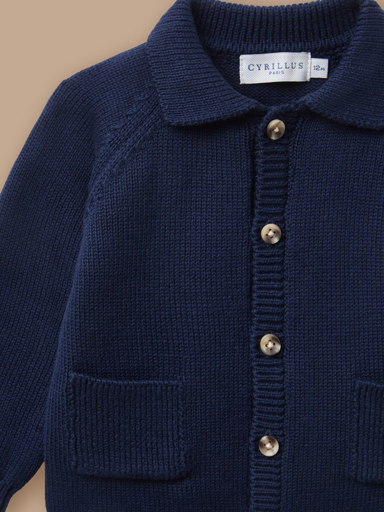 Baby's cardigan with polo shirt collar