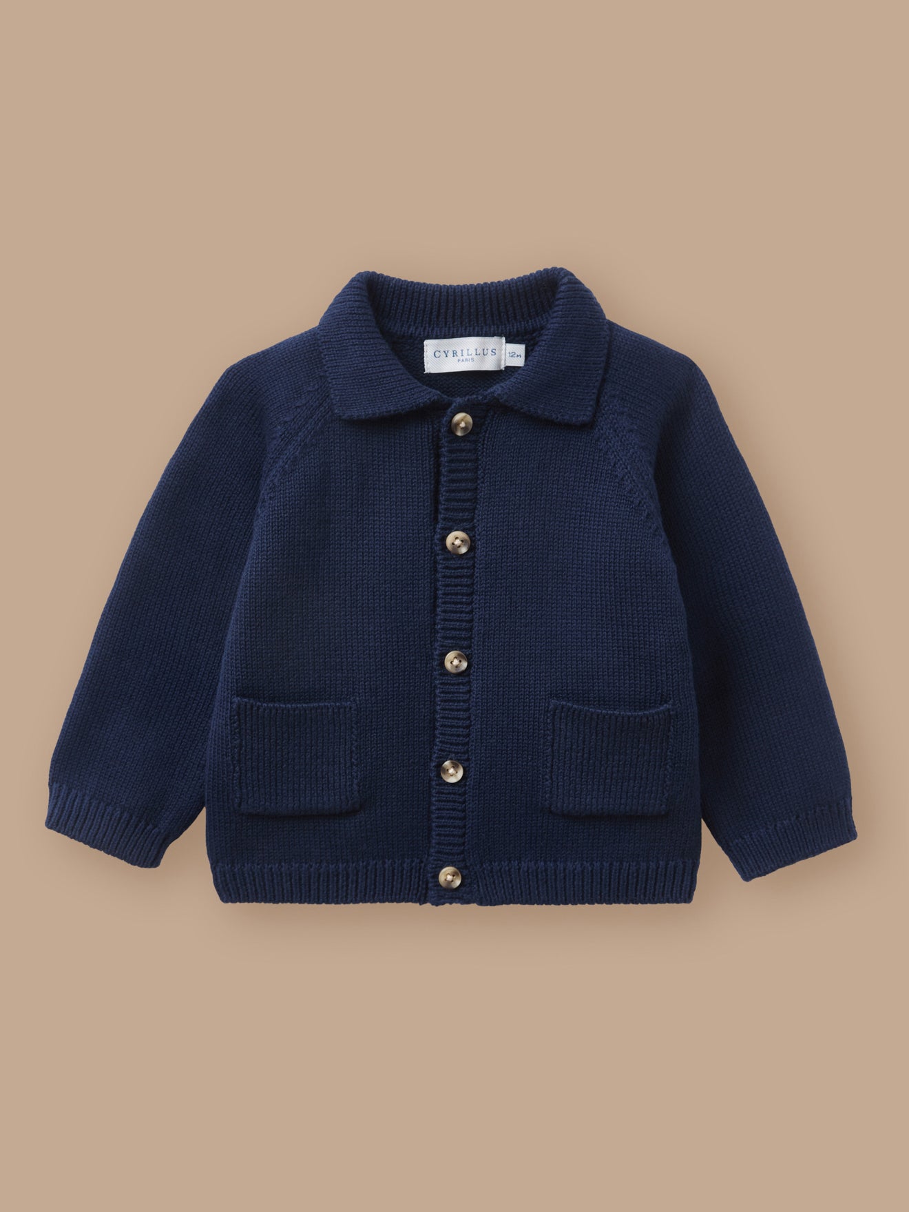 Baby's cardigan with polo shirt collar