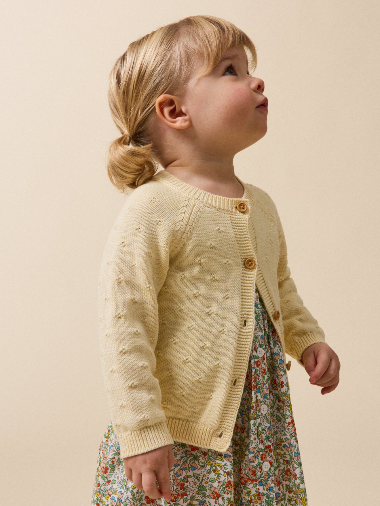 Baby's organic cotton openwork knit cardigan