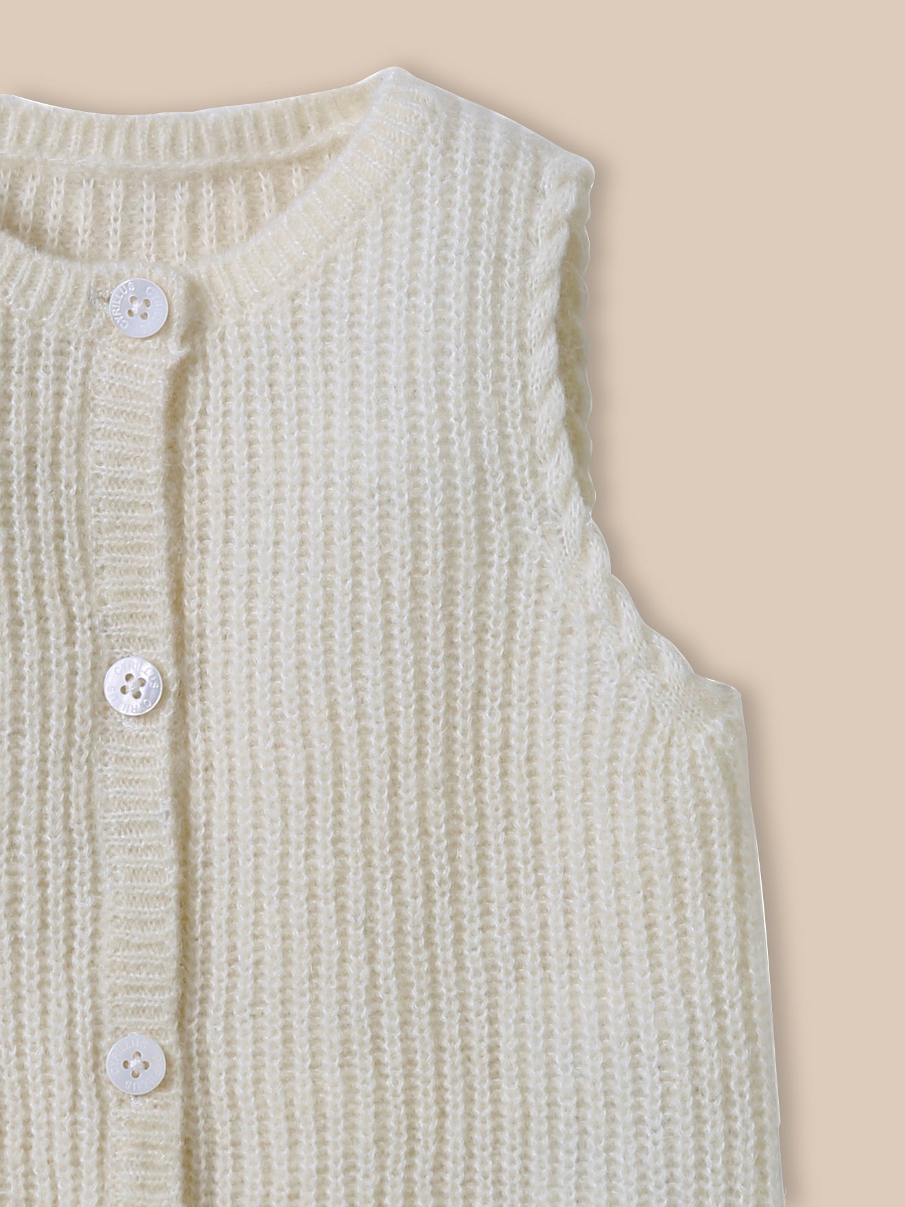 Baby's sleeveless wool and mohair cardigan