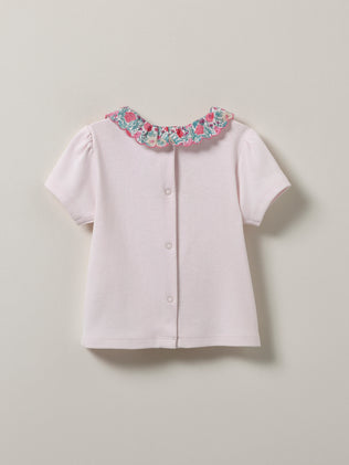 Baby's organic cotton T-shirt with Liberty fabric trim