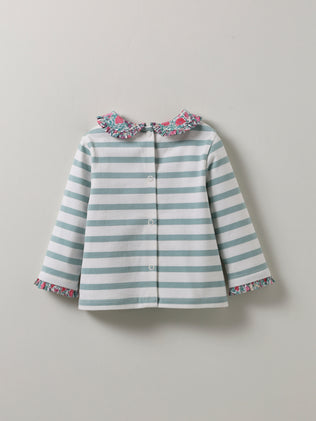 Baby's organic cotton sailor-stripe top with trim made with Liberty fabric