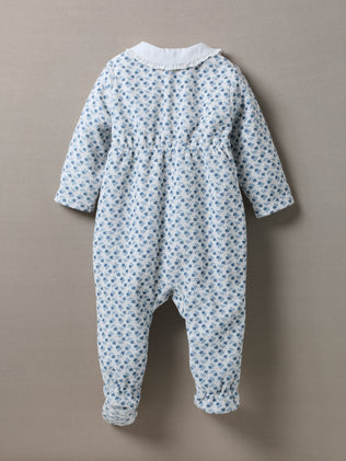 Baby's floral-print velour sleepsuit