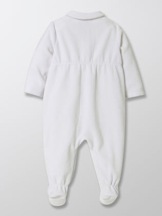 Baby's embroidered velour sleepsuit