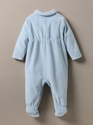 Baby's embroidered velour sleepsuit