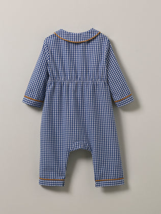 Baby's gingham check sleepsuit