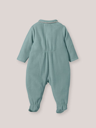 Baby's embroidered velour sleepsuit