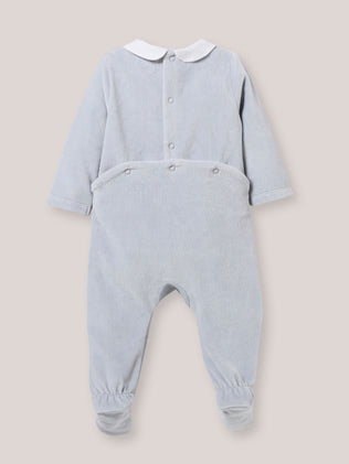 Baby's embroidered velour sleepsuit