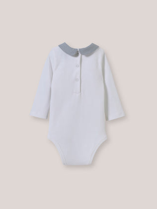 Baby's organic cotton bodysuit with check collar