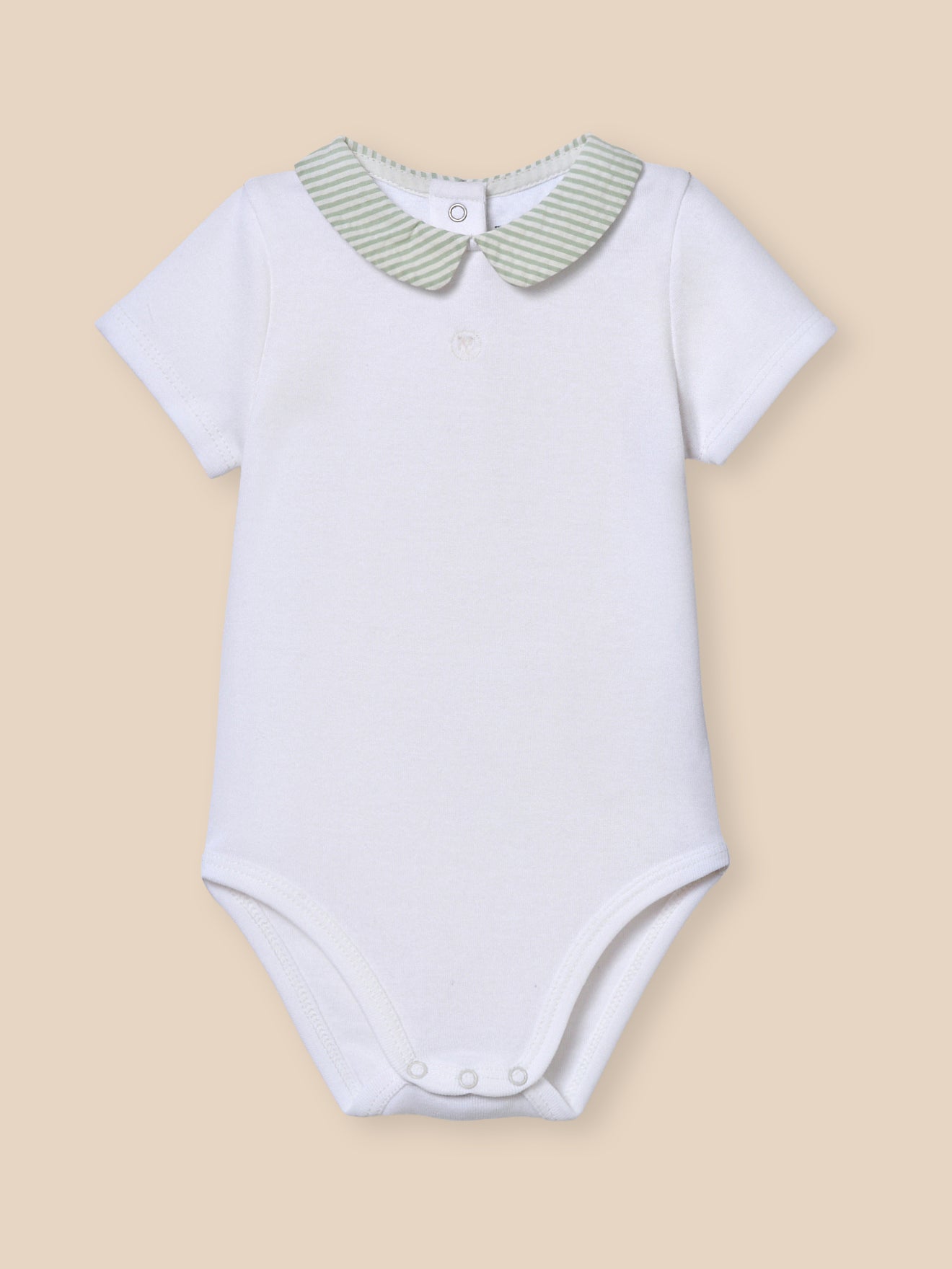 Baby bodysuit with gingham collar - Organic cotton