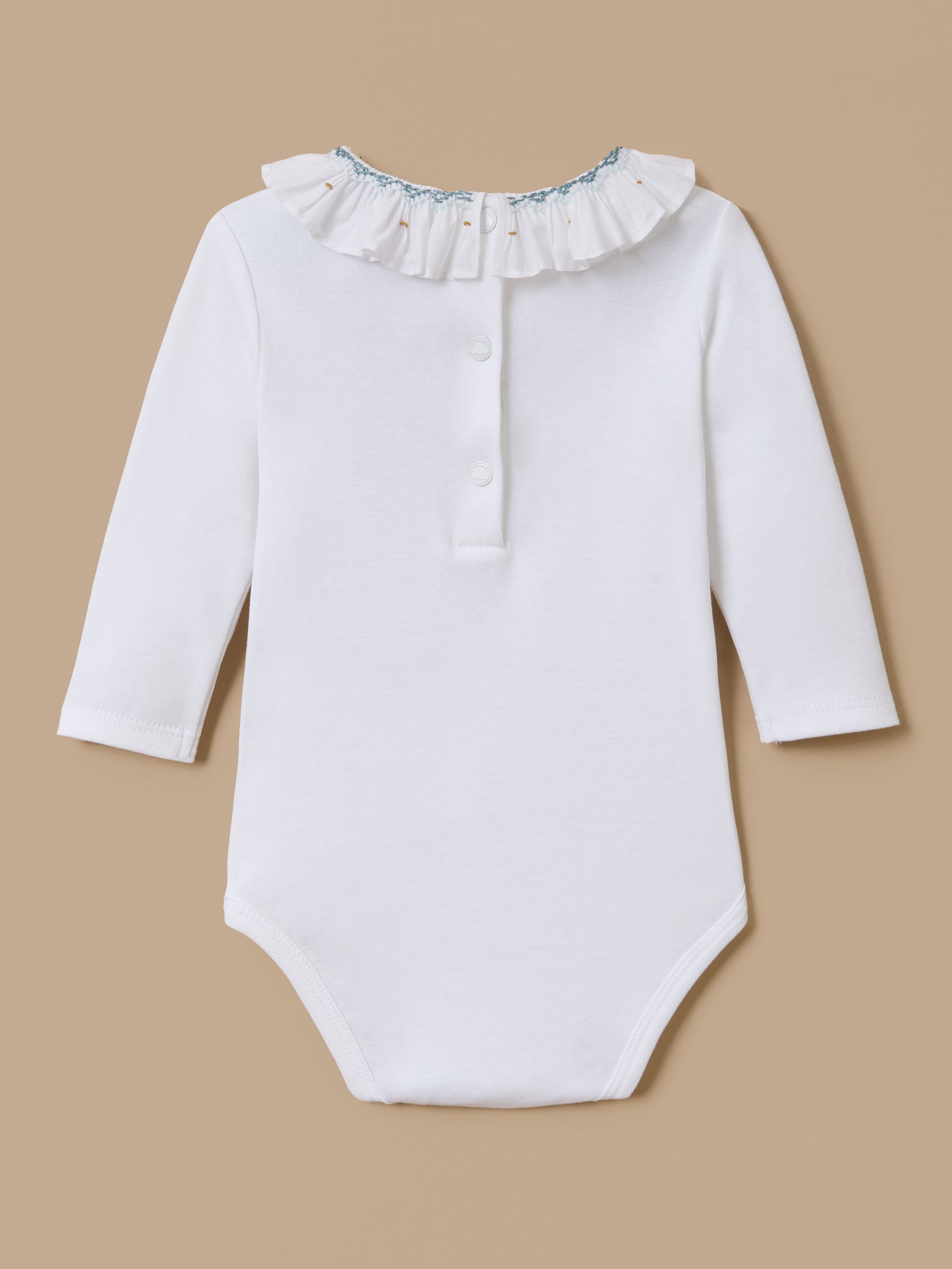 Baby Bodysuit with Smocked Collar