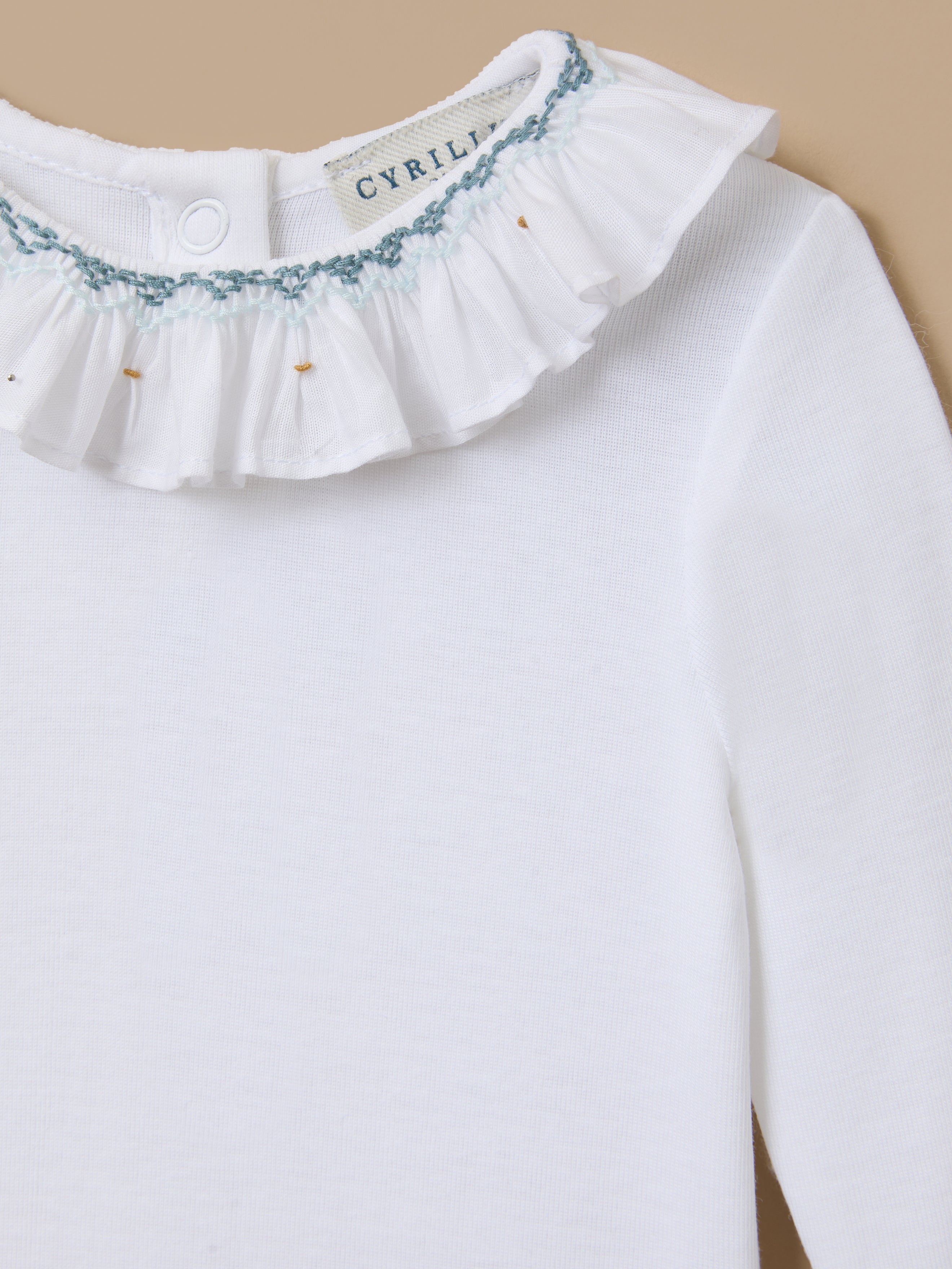 Baby Bodysuit with Smocked Collar