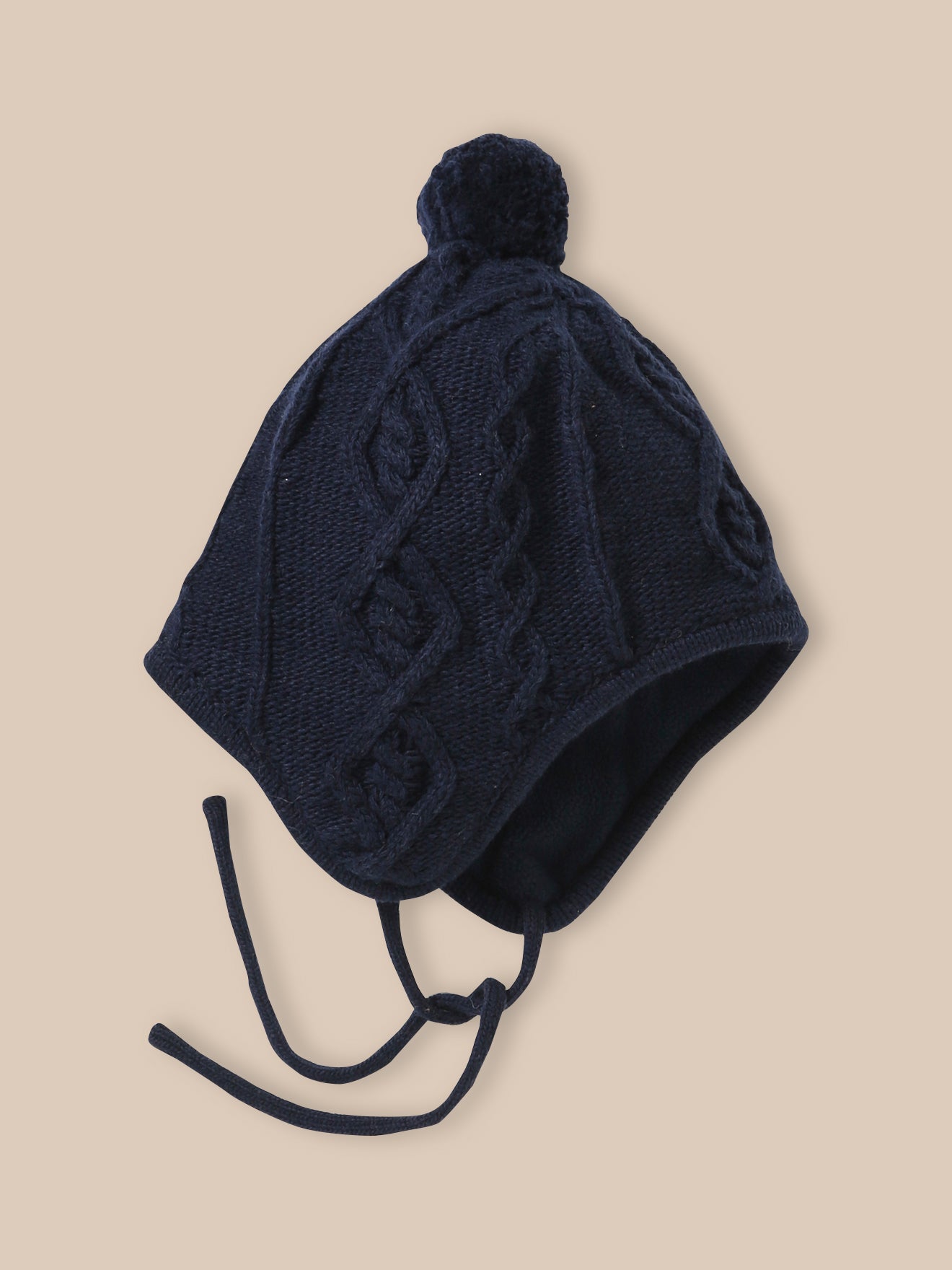Baby's Peruvian-style wool beanie with fleece lining